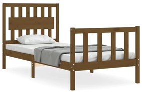 3192394 vidaXL Cadru de pat cu tăblie single, maro miere, lemn masiv