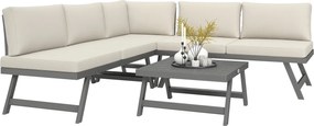 Outsunny Set mobilier de grădină colțar și convertibil 4 piese cu 2 canapele, 1 fotoliu de colț și 1 măsuță de cafea | Aosom Romania