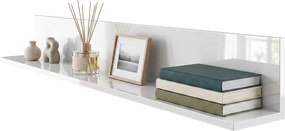 HOMCOM Etajeră de Perete pentru Living și Dormitor, Grosime 1,5 cm, Raft Suspendat din Lemn, 127x12x18 cm, Alb Lucios | Aosom Romania
