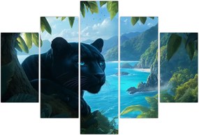 Tablou - Pantera neagră în junglă (150x105 cm)