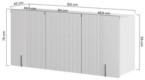 Comodă suspendată Malmi 150 cm cu trei uși - cașmir / crem/ elemente aurii