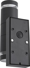 Lampă modernă de perete pentru exterior neagră cu 2 lumini IP44 cu senzor de mișcare - Dubbla