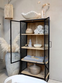 Vitrina, din lemn masiv si MDF, 2 usi, cu model lateral, Vence