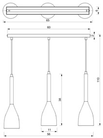 Lustră pe cablu MUZA 3xE27/60W/230V