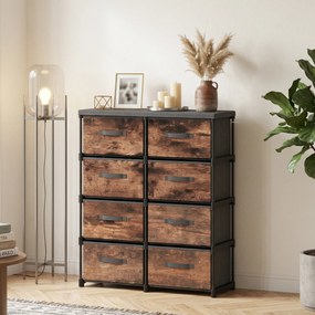 HOMCOM Comodă cu 8 Sertare, Mobilier din Metal pentru Dormitor, Maro Rustic | Aosom Romania