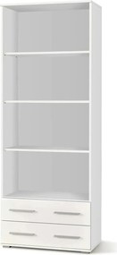 Biblioteca LIMA, alb, PAL laminat, 77x40x200 cm