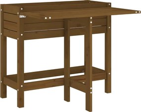 vidaXL Jardinieră de grădină cu blat pliabil maro miere lemn masiv pin