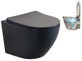 Set vas WC suspendat Inter Ceramic Tornado Rimless cu capac slim negru finisaj mat