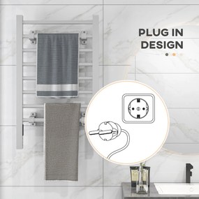 HOMCOM Uscător Electric de Prosoape pentru Perete sau Podea cu Timer și 8 Bare 53x35x90 cm Negru | Aosom Romania