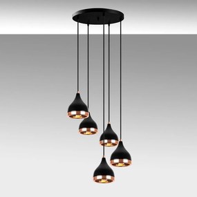 Lustră neagră/arămie cu abajur din metal ø 43 cm Yildo – Opviq lights