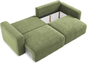 Canapea verde extensibilă/cu spațiu de depozitare cu tapițerie din chenille 252 cm Kona – Makamii