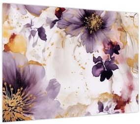 Tablou pe sticlă - Acuarelă flori (70x50 cm)