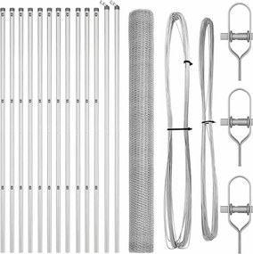 vidaXL Stâlp de gard. Argintiu 25 x 1,5 m (plasă de 13 mm) Oțel