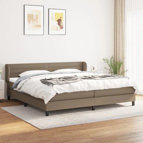 3126353 vidaXL Pat box spring cu saltea, gri taupe, 200x200 cm, textil