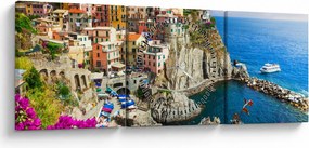 Tablou - Satul italian Manarola (cu ceas) (90x30 cm)