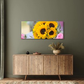 Tablou cu buchetul miresii de floarea soarelui (120x50 cm)