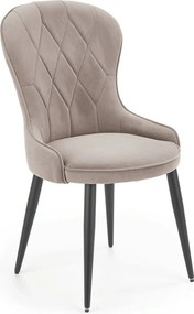 Scaun bej tapitat K366, stofa catifelata/metal, 52x58x92 cm