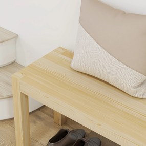HOMCOM Bancă din lemn, Masivă 3 locuri, 120 cm x 33 cm x 45 cm, Natural | Aosom Romania
