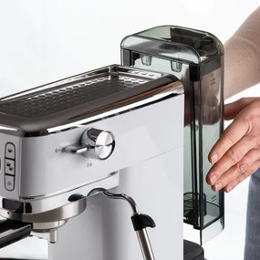 Espressor manual Ariete ESPRESSO SLIM MODERNA 1381/14, 1300W, 15 bar, 1.1 L, Cafea macinata si doze ESE, Alb