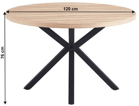 Masa de sufragerie, stejar sonoma / negru, diametru 120 cm, MEDOR