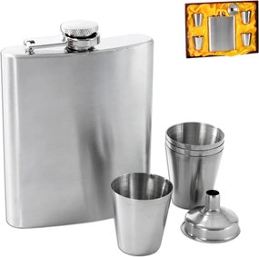 Set sticluță și 4 pahare de shoturi din inox Orion Home