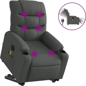 vidaXL Fotoliu electric masaj rabatabil cu ridicare, gri închis textil