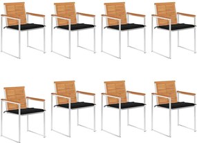 vidaXL Scaune de grădină cu perne, 8 buc., lemn masiv de acacia