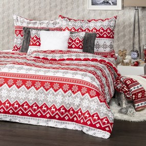 Lenjerie bumbac Crăciun 4Home Red Nordic, 220 x 200 cm, 2 buc. 70 x 90 cm