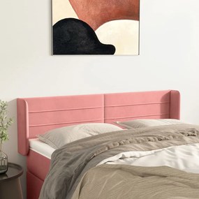 3118961 vidaXL Tăblie de pat cu aripioare roz 147x16x78/88 cm catifea