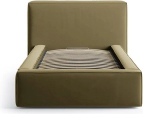 Pat verde tapițat cu spațiu de depozitare cu somieră 90x200 cm Jodie – Micadoni