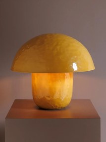 Lampa de masa, din metal, portocalie, forma de ciuperca, Bossue