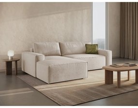 Colțar bej extensibil cu tapițerie din țesătură bouclé (cu colț pe partea stângă ) Jodie – Micadoni Home