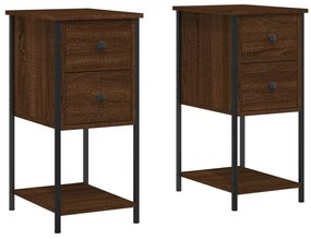 vidaXL Noptiere, 2 buc., stejar maro, 32x42x70 cm, lemn compozit