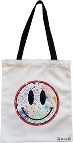 Sacosa de Panza pentru Cumparaturi, Geanta Tote, model Splashy, Cu fermoar, 38x34.5 cm, Alba, BEKZ®
