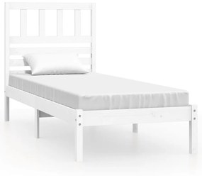 3101014 vidaXL Cadru de pat, alb, 100x200 cm, lemn masiv de pin