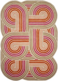 Covor roz țesut manual din lână 140x200 cm Spiral Shaped – Flair Rugs