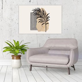 Tablou - Abstracție cu frunze tropicale N⁰3 (90x60 cm)