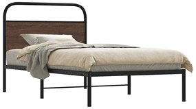 vidaXL Cadru pat fără saltea stejar maro, 90x190 cm, lemn prelucrat