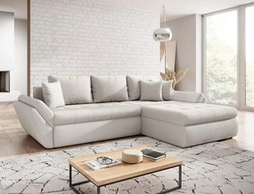 Colțar extensibil dumonde cu ladă de depozitare si sezut confortabil din spuma high-density, Loana Euphoria Ivory II 270x185 cm