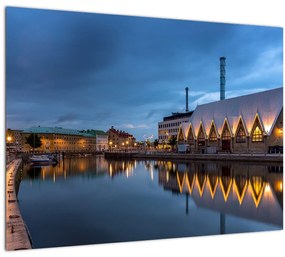 Tablou pe sticlă cu canalul - Göteborg (70x50 cm)