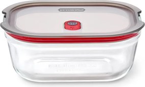 Cutie pentru alimente Black+Blum Stack+Nest FBGR-BX-M017, 0,9 l, dreptunghiulară, potrivită pentru cuptor, fără BPA, sticlă borosilicată, gri/roșu