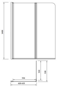 Paravan cada sticla securizata, dublu, profil crom, 115x140 cm, Cersanit Easy New