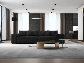 Canapea extensibilă dumonde cu ladă de depozitare si sezut confortabil din spuma high-density, Marbela Enjoy Black XXL 295x100 cm
