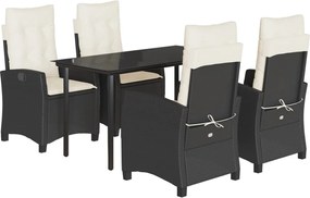 vidaXL Set mobilier de grădină cu perne, 5 piese, negru, poliratan