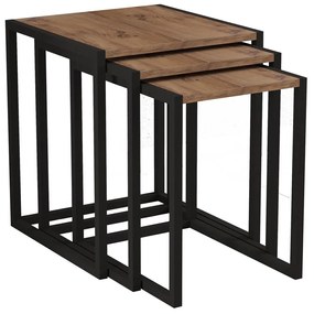Set 3buc. măsuțe cafea Kibusa (negru + pin atlantic). 1094328