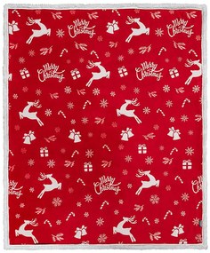 Patura rosie de miel de Craciun de la microplush CANDY BELLS Dimensiuni: 160 x 200 cm