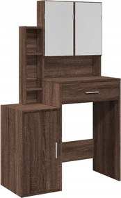 vidaXL Masă de toaletă cu dulap, stejar maro, 80x35x132 cm