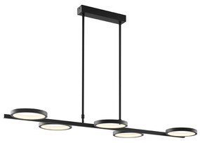 Lampă modernă suspendată neagră cu LED cu dimmer în 3 trepte cu 5 lumini - Vivé
