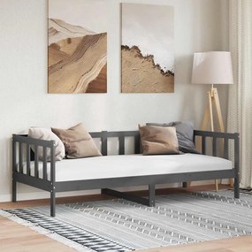 vidaXL Pat de zi, 90x200 cm, gri, lemn masiv de pin