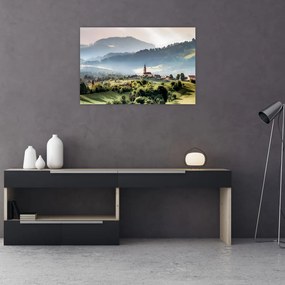 Tablou - sătuț în ceață (90x60 cm)